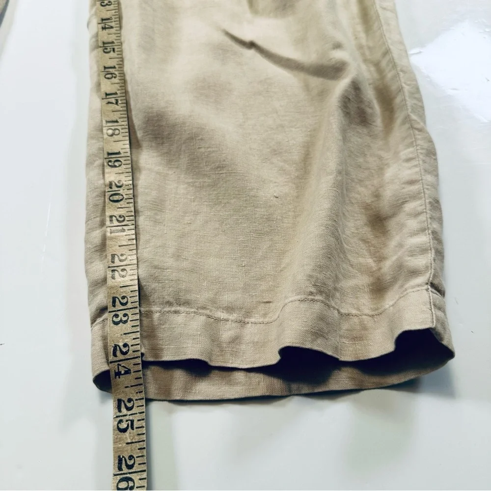 Quince 100% European Linen Cropped Pants Small Flax Elastic Waist